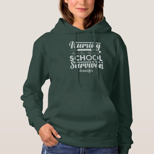 Student Nurse Personalized Green Hoodie (Voorkant)