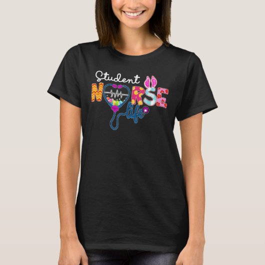 Student Nurse Play Bunny Love Stethoscope Rn T-shirt (Voorkant)