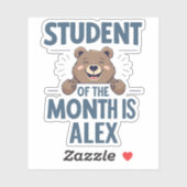 "Student of the Month" personalized bear sticker (Vel)