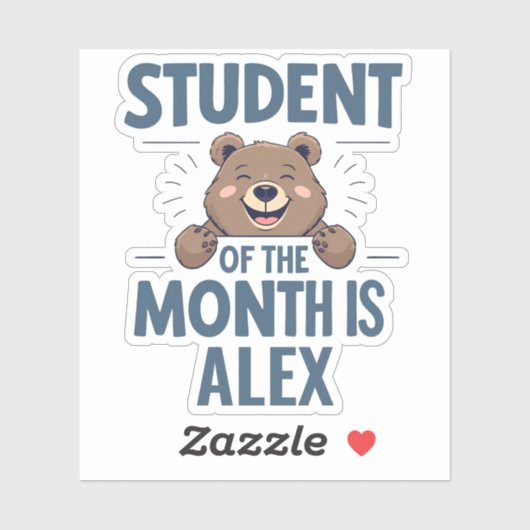 "Student of the Month" personalized bear sticker (Vel)