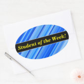 "Student of the Week!" + Stripes of Blue Pattern Ovale Sticker (Envelop)
