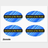 "Student of the Week!" + Stripes of Blue Pattern Ovale Sticker (Vel)