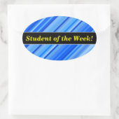 "Student of the Week!" + Stripes of Blue Pattern Ovale Sticker (Tas)