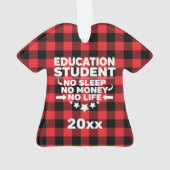 Student onderwijs geen slaap-geld-leven-rood-spel ornament (achterkant)
