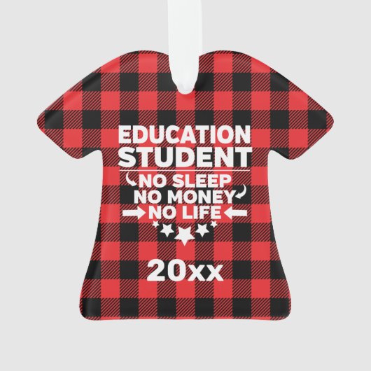 Student onderwijs geen slaap-geld-leven-rood-spel ornament (achterkant)