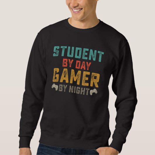 Student Overdag Gamer 's Nachts Meme Voor Gamers V Trui (Voorkant)