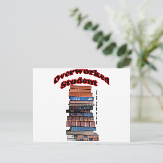 Student overwerkt briefkaart (Staand voorkant)