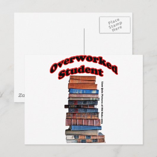 Student overwerkt briefkaart (Voorkant / Achterkant)