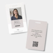 Student/ personeelsfoto QR-code Barcode Wit Badge (Voor- en achterkant)