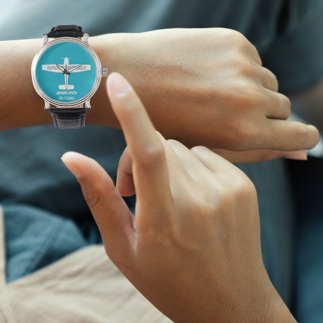 Student Piloot Eerste Solo Vliegtuig Grappige Luch Horloge (Creator heeft geüpload)