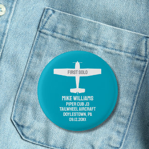 Student Piloot Eerste Solo Vliegtuig Luchtvaart Ma Ronde Button 3,2 Cm