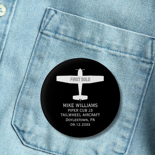 Student Piloot Eerste Solo Vliegtuig Luchtvaart Ma Ronde Button 3,2 Cm