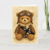 Student Piloot Eerste Solo Vliegtuig & Teddybeer Kaart (Voorkant)