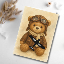 Student Piloot Eerste Solo Vliegtuig & Teddybeer Kaart