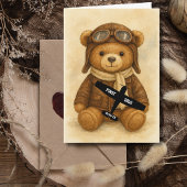 Student Piloot Eerste Solo Vliegtuig & Teddybeer Kaart