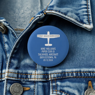 Student Piloot Eerste Solovlucht Vliegtuig Grappig Ronde Button 5,7 Cm