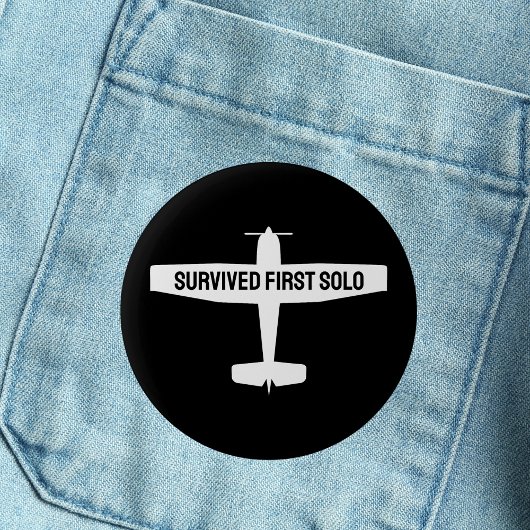 Student Piloot Eerste Solovlucht Vliegtuig Grappig Ronde Button 5,7 Cm
