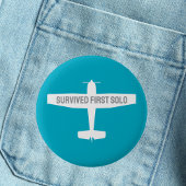 Student Piloot Eerste Solovlucht Vliegtuig Grappig Ronde Button 5,7 Cm