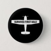 Student Piloot Eerste Solovlucht Vliegtuig Grappig Ronde Button 5,7 Cm (Voorkant)
