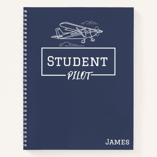 Student Pilot Cessna Vliegtuig Wolken Custom Name Notitieboek (Voorkant)
