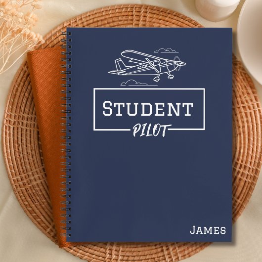 Student Pilot Cessna Vliegtuig Wolken Custom Name Notitieboek