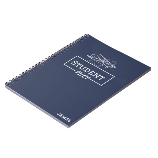 Student Pilot Cessna Vliegtuig Wolken Custom Name Notitieboek (Linkerzijde)