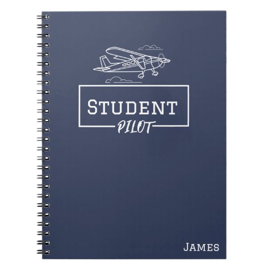 Student Pilot Cessna Vliegtuig Wolken Custom Name Notitieboek (Voorkant)