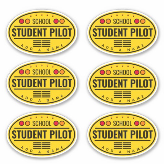 Student Pilot Custom-Cut Vinyl Stickers (Voorkant)