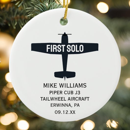 Student Pilot Eerste Solo Vliegtuig Custom XMAS Keramisch Ornament