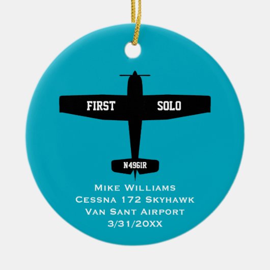Student Pilot Eerste Solo Vliegtuig Custom XMAS Keramisch Ornament (Voorkant)