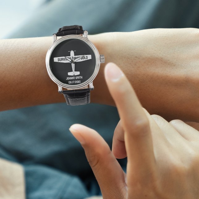 Student Pilot Eerste Solo Vliegtuig Funny Aviation Horloge (Creator heeft geüpload)