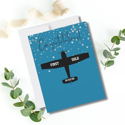 Student Pilot Eerste Solo Vliegtuig Gefeliciteerd Briefkaart