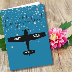 Student Pilot Eerste Solo Vliegtuig Gefeliciteerd Kaart