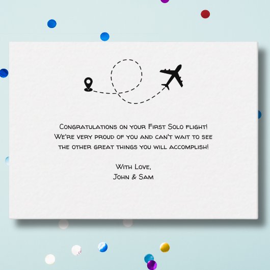 Student Pilot Eerste Solo Vliegtuig Gefeliciteerd Notitiekaartje