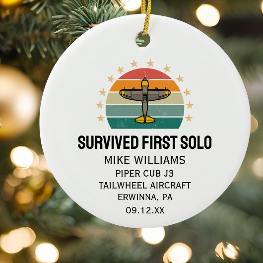 Student Pilot eerste solo vliegtuig gepersonalisee Keramisch Ornament