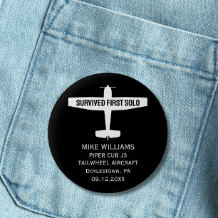 Student Pilot Eerste Solo Vliegtuig Grappig Custom Ronde Button 5,7 Cm