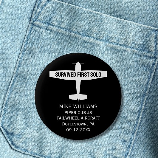 Student Pilot Eerste Solo Vliegtuig Grappig Custom Ronde Button 5,7 Cm