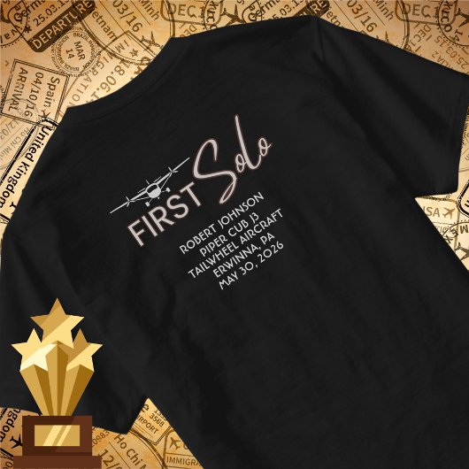 Student Pilot Eerste Solo Vlucht & Vliegtuig Custo T-shirt
