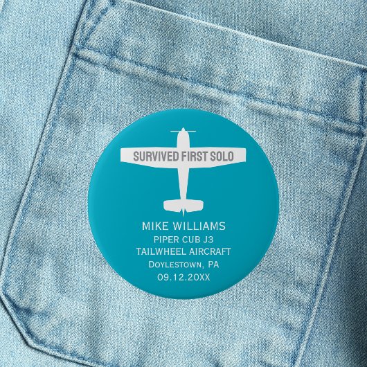 Student Pilot Eerste Solovlucht Vliegtuig Grappige Ronde Button 5,7 Cm