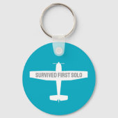 Student Pilot Eerste Solovlucht Vliegtuig Grappige Sleutelhanger (Voorkant)