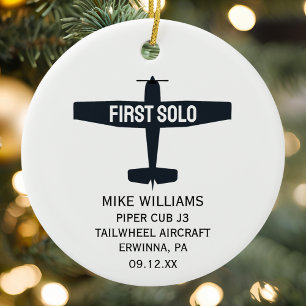 Student Pilot Eerste Solovlucht Vliegtuig Op Maat  Keramisch Ornament