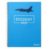 Student Pilot F-16 Falcon Vliegtuig Blauw Aangepas Notitieboek (Voorkant)