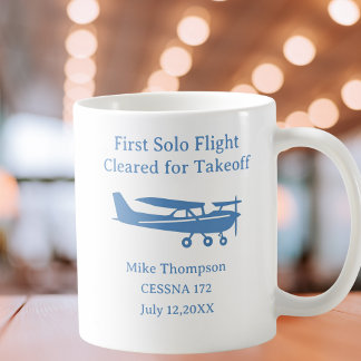 Student Pilot First Solo Aviation Blue Personalize Koffiemok