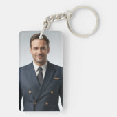 Student Pilot First Solo Photo Personalized blue  Sleutelhanger (achterkant)