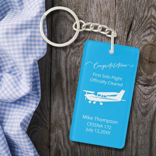 Student Pilot First Solo Photo Personalized blue  Sleutelhanger