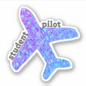 "Student Pilot"-vliegtuig VinylSticker (paars) Sticker (Voorkant)