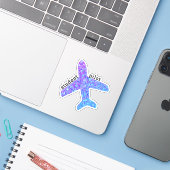 "Student Pilot"-vliegtuig VinylSticker (paars) Sticker (Laptop met iPhone)
