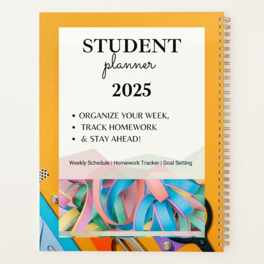 Student Planner 2025 | Wekelijks schema, huiswerk  (Achterkant)