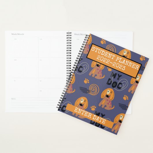 Student Planner met kleurrijke tekenfilmhonden (Display)