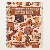 Student Planner met kleurrijke tekenfilmhonden (Voorkant)